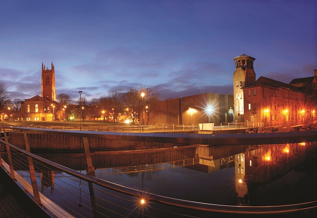 Planning - The Silk Mill and Derby Cathedral by night
