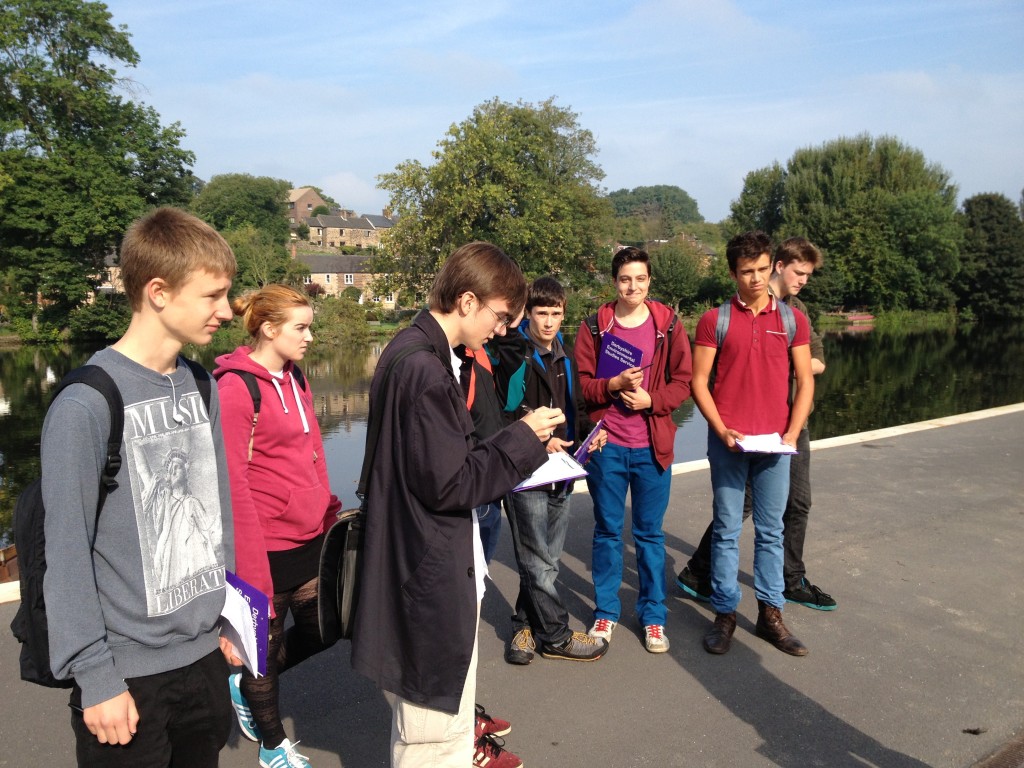 Students take a break from filming at Leawood Pumphouse