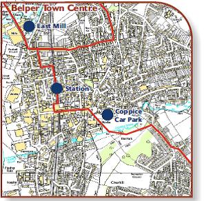 Map of Belper Town Centre