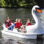 Pedalo swan on river at Belper