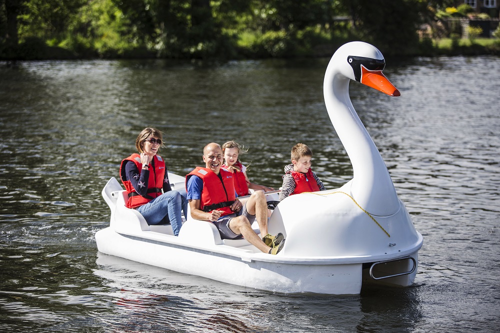 Pedalo swan on river at Belper