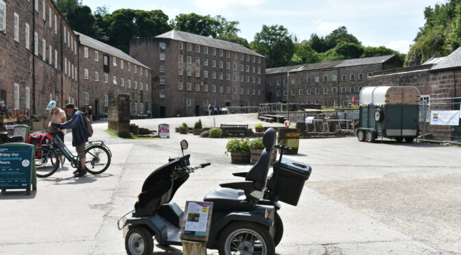 Tramper Mobility Scooter in Cromford Mill Yard